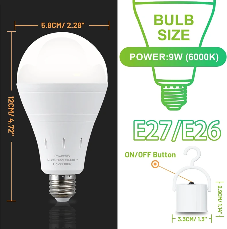 DEBAOBULB bulb dimensions and hook-cap detail