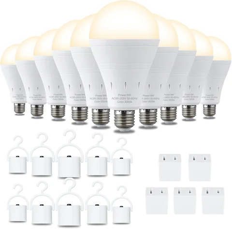 DEBAOBULB 3000K rechargeable bulbs and included hook caps, 10 pack